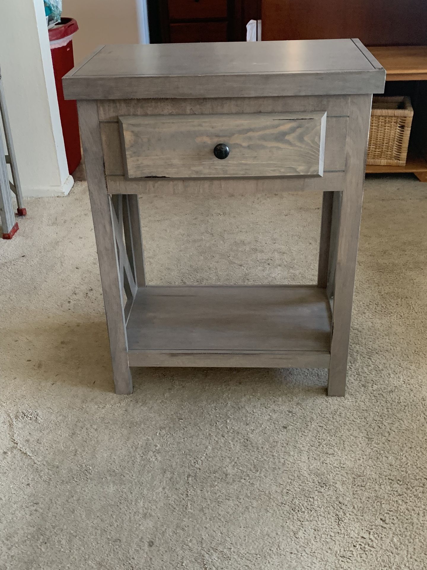 Grey Side Table with Drawr