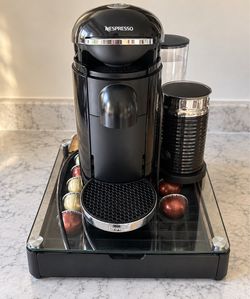 Nespresso machine frother and stand plus pods