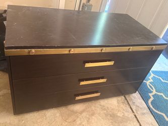 Restoration Hardware brass trim and dark cherry wood 3 drawer