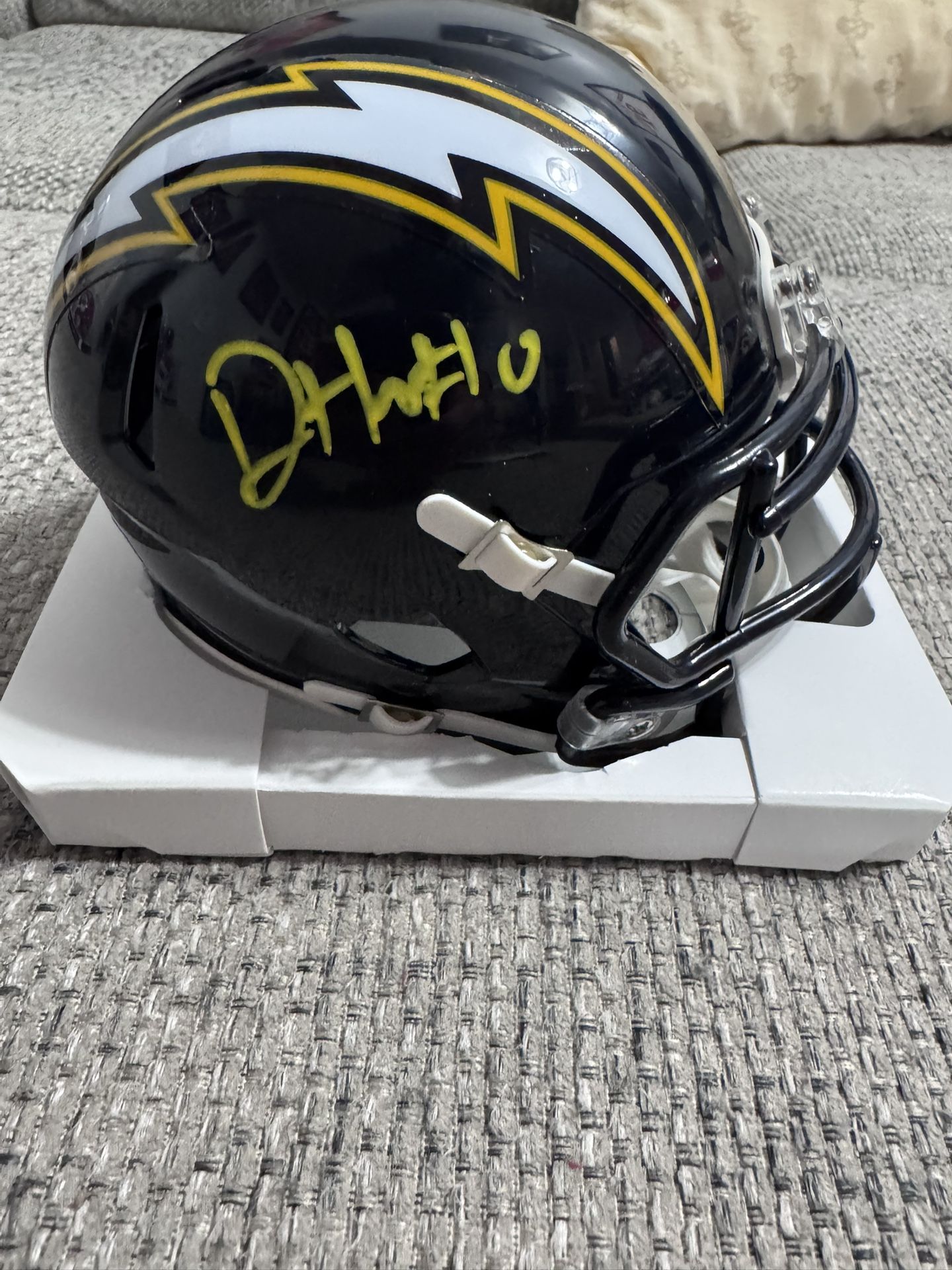Daiyan Henley Signed Autograph LA Chargers Speed Mini Helmet - Beckett Coa