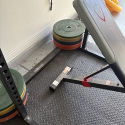 Weight Lifting Rack And Weight Set With Adjustable Bench