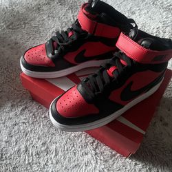 Boys Nike Red And Black And White Mid Shoes