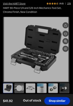 HART 90-Piece 1/4 and 3/8-inch Mechanics Tool Set. Chrome Finish