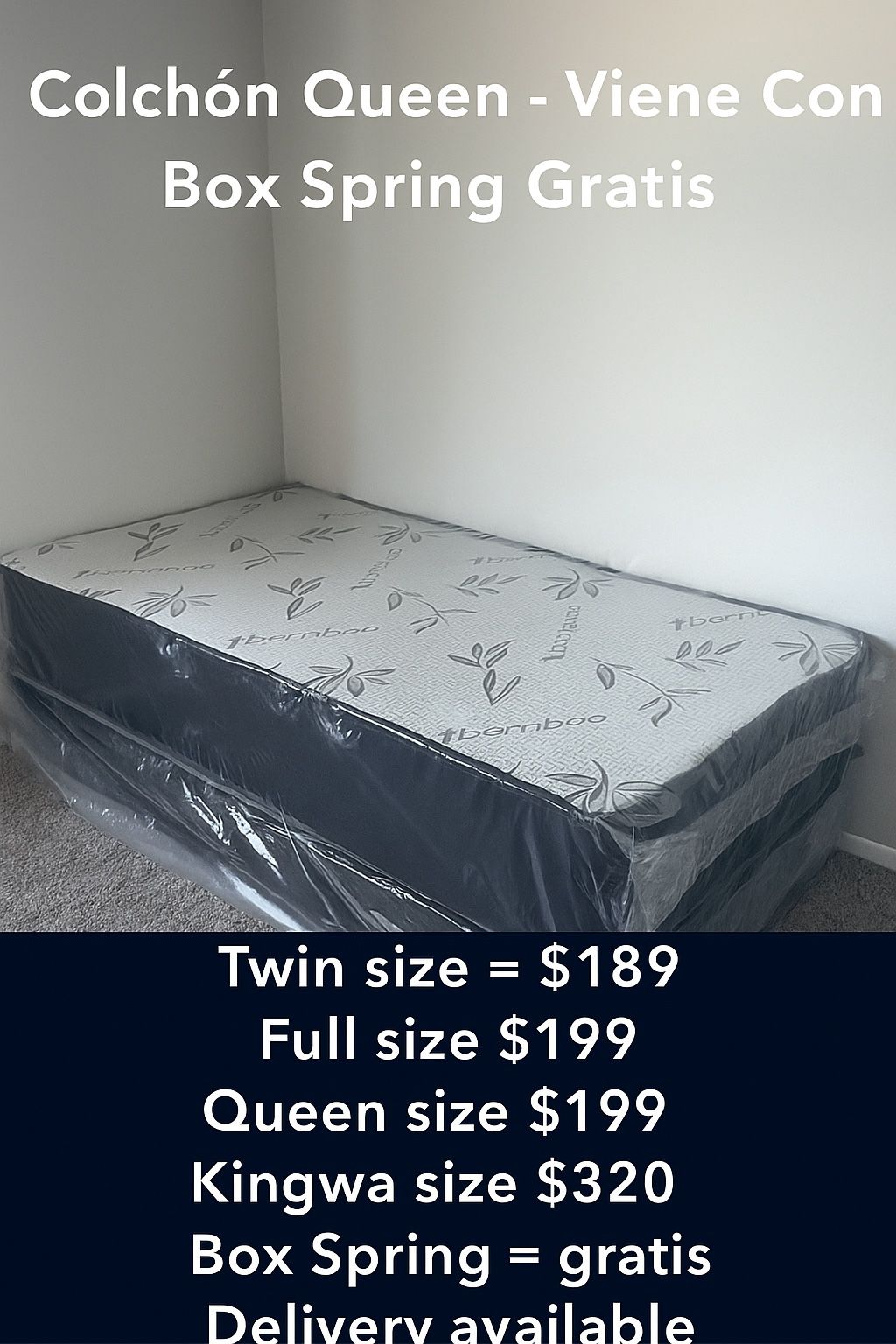 Queen Mattress Come With Free Box Spring - Same Day Delivery 