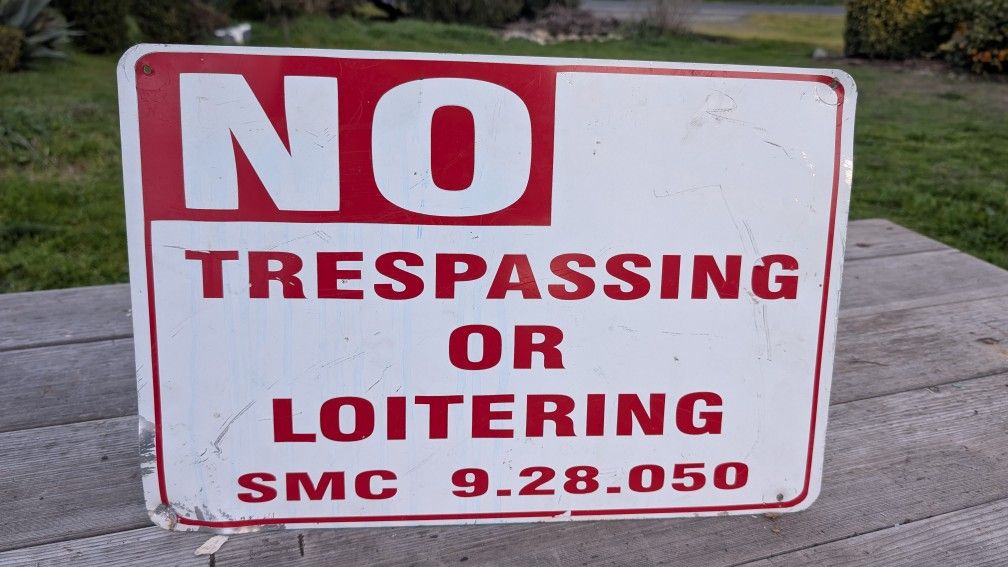 Vintage NO TRESPASSING OR LOITERING Metal Sign 12"x18" - Industrial Warning