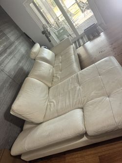 White Leather Sectional Couch – Ok Condition