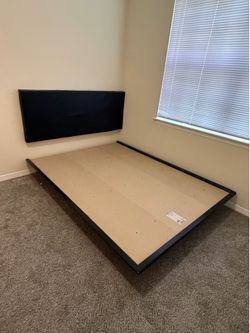 Queen Size Platform Bed Frame and Padded Headboard