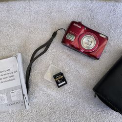 Nikon COOLPIX L26 16.1MP Digital Camera - Red (Tested) w/ 2GB SD Card, Manual, Case
