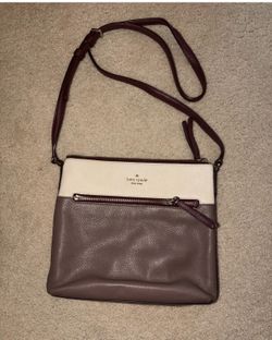 kate spade new york Dark mauve/Beige color-block Zip Crossbody, Gold Hardware