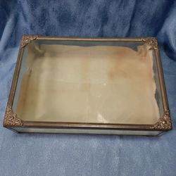 Antique glass keepsake box trinket box curio box
