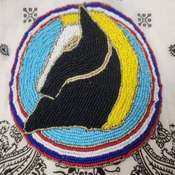 Beaded Leather Fringed Bag