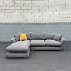 (Retails For 2.1k+!) New Grey Feathers Sectional Couch