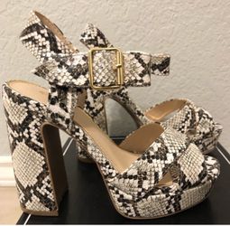Qupid Snake Print Heels