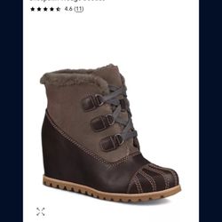 UGG® Women's Alasdair Waterproof Leather, Suede & Sheepskin Wedge Booties