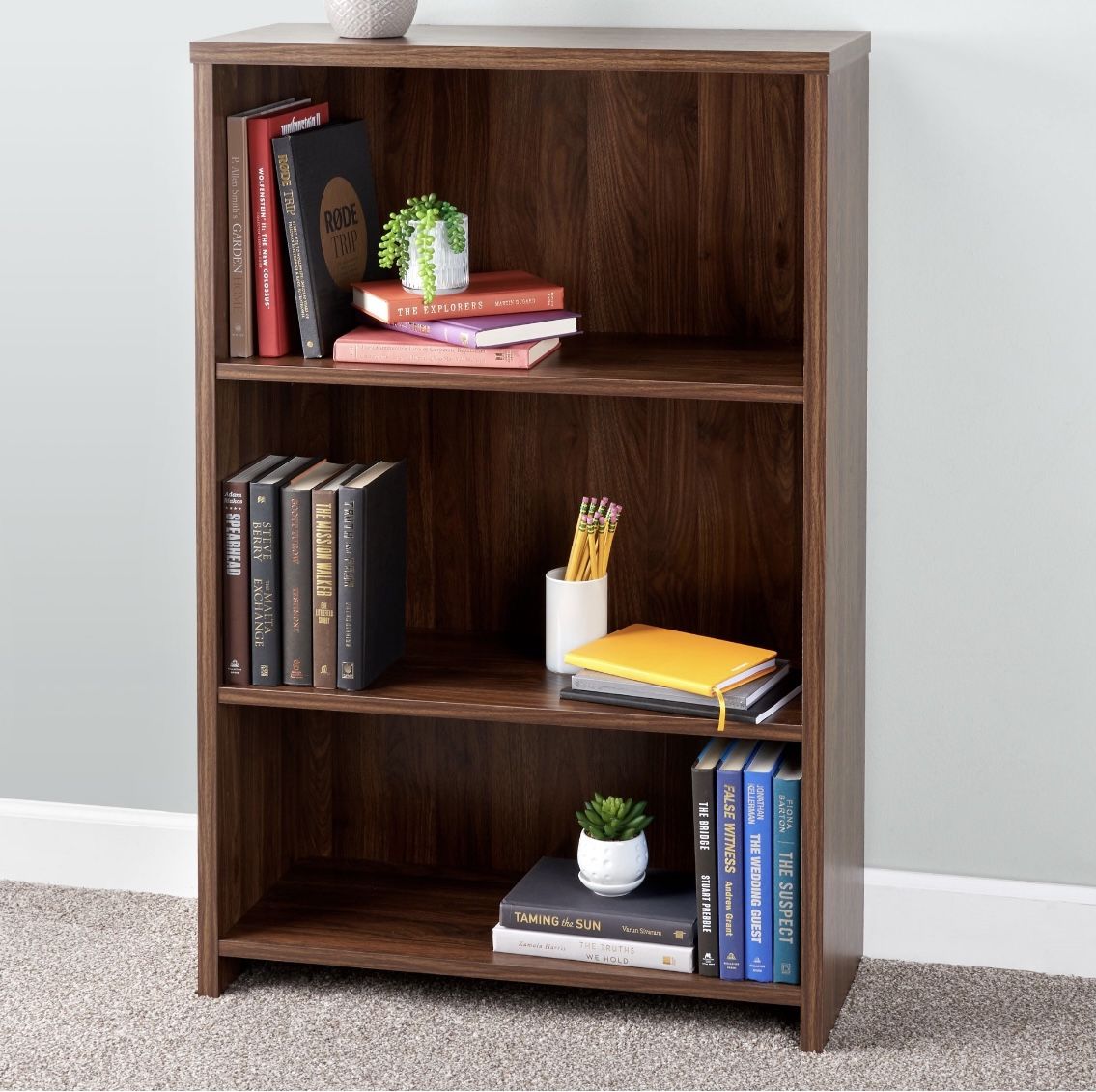 Mainstays Heritage 3-Shelf Bookcase, Canyon Walnut