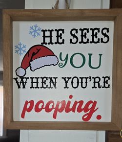 Custom Made Bathroom Sign (Christmas)