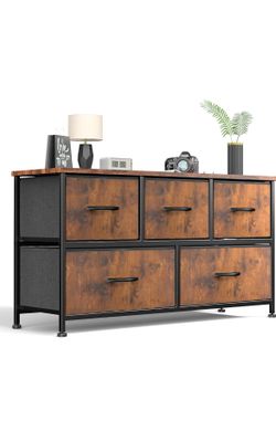 5 Fabric Drawers Dresser With Wood top Surface - New In Box 