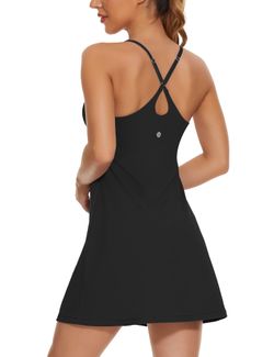 Size large, black tennis/athletic dress with built-in bra and shorts