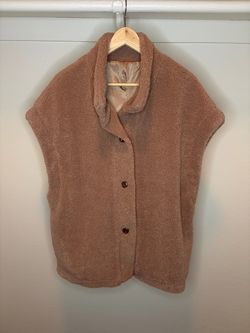 Vintage Style Brown Sherpa Fleece Vest | Sleeveless Cozy Lined Vest | No Tag | Women’s M/L