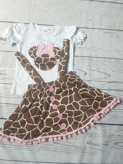 Baby Girl Minnie Giraffe Print 2 Piece Set (XXS)