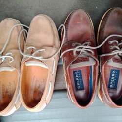 2 Prs Men's 10M Sperry Topsiders Slightly Worn