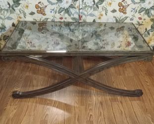 Glass Top Coffee Table--Hollywood Regency Style