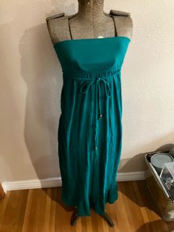 Teal tube top maxi dress