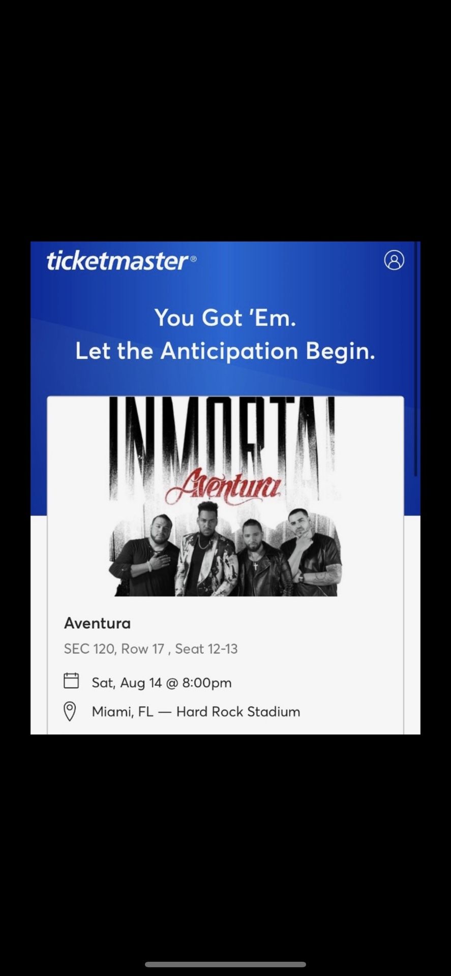 Aventura Inmortal Miami Tour - Sat Aug 14 . 2 -tickets