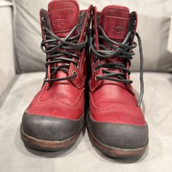 UGG Brandon Crimson Leather Boots  Size 8