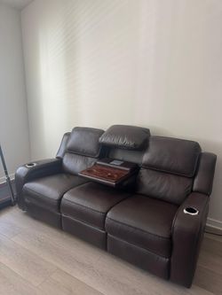 Ashley Furniture Brown Leather Power Reclining sofa set