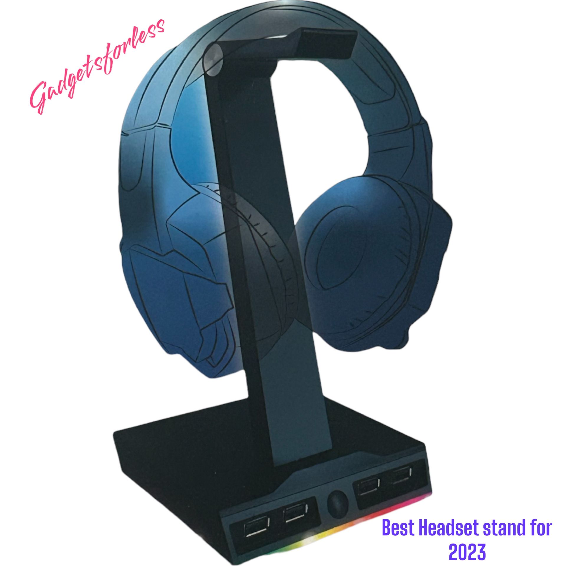 Gadgetsforless Gaming Headset Stand With 4 USB Ports 