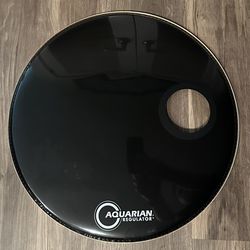 Aquarian Regulator Ported Black Gloss Bass Drumhead - 22 inch - with 4 3/4 inch Offset Port Hole