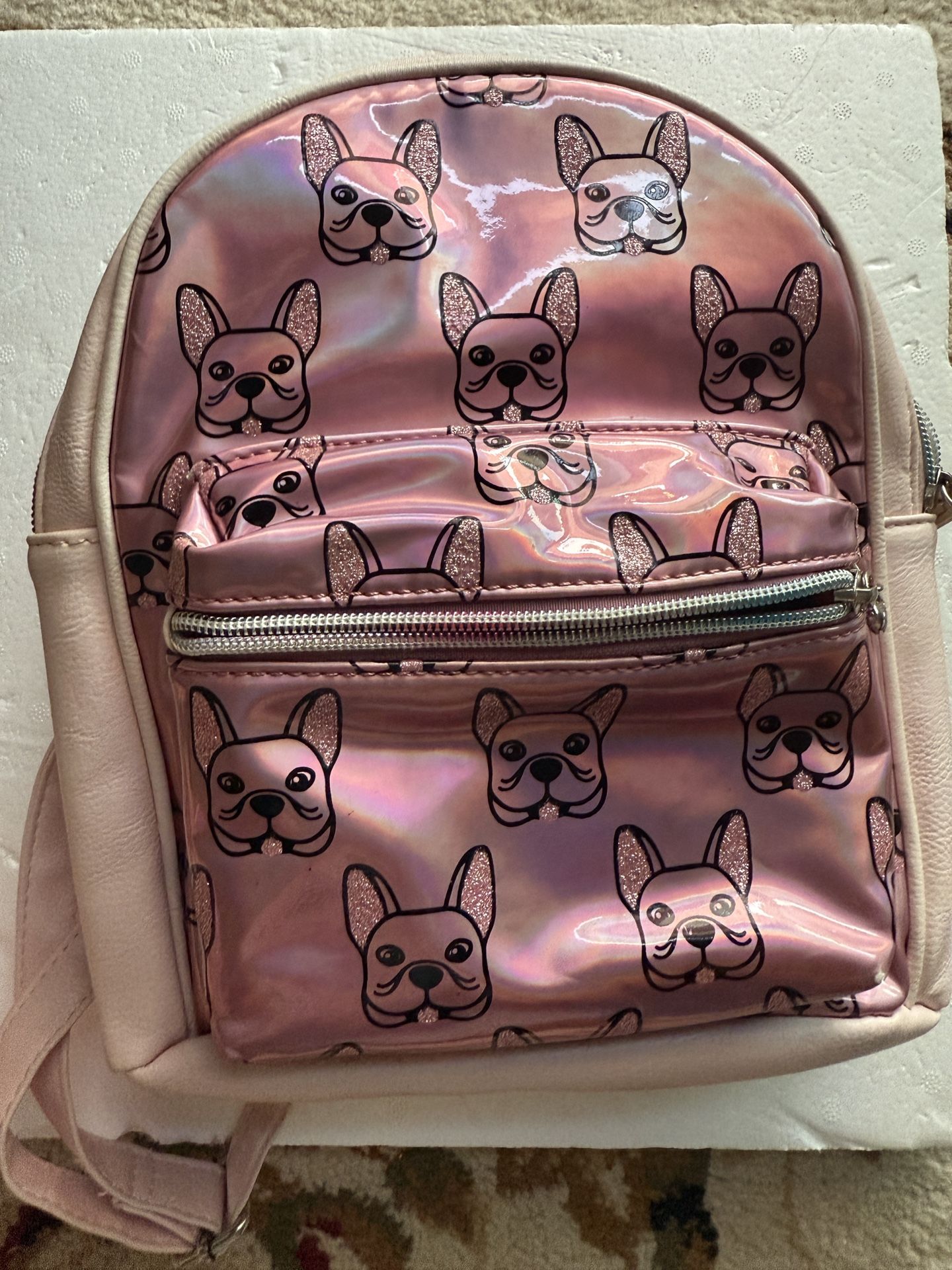 Holographic Pug Design Mini Backpack