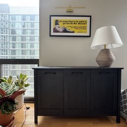 Like New Black Wood Credenza Cabinet 