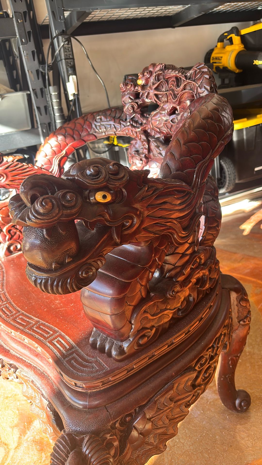 Antique Chinese Cherry Red Mahogany Wood Chair