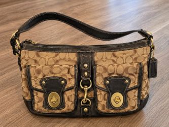 Authentic Coach Mandy Legacy Shoulder Bag – Genuine Leather & Signature Canvas.