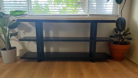 Console Table / Shelving Unit in Black Grain, for Home, Living Room, Bedroom, Entertainment Room, Office