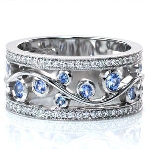 "Eternity Dainty Sea Blue Gems Twisted Vines Trendy Rings for Women, PD544