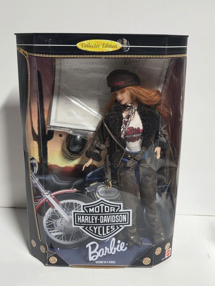 Vintage Barbie Harley Davidson Motor Cycles Collector Edition Doll Display Set