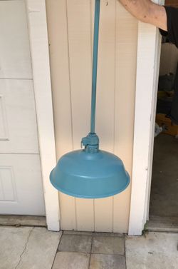 Light Fixture Vintage Teal Enamel Industrial Barn Style