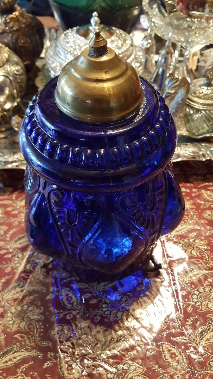 Victorian cobalt blue lamp shade