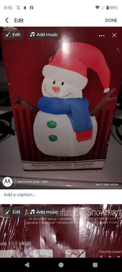 4ft inflatable light up snowman