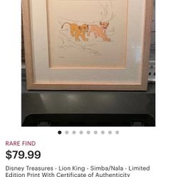 Framed Disney Etching COA and box