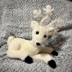 Vintage Applause White Snowflake Plush Reindeer