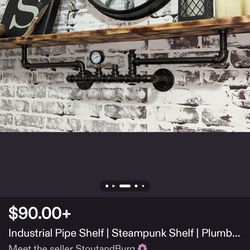 4 Ft Long Wall Shelves With Steam Punk Mount