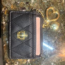 Juicy Couture Black Quilted Card Holder with Charm
