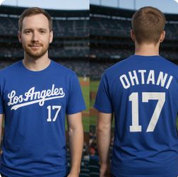 Los Angeles Baseball T-Shirt – Blue #17 Ohtani Fan Jersey Tee Men’s Size L & XXL