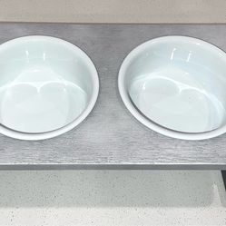 Elevated dog bowl stand - Double ceramic bowl