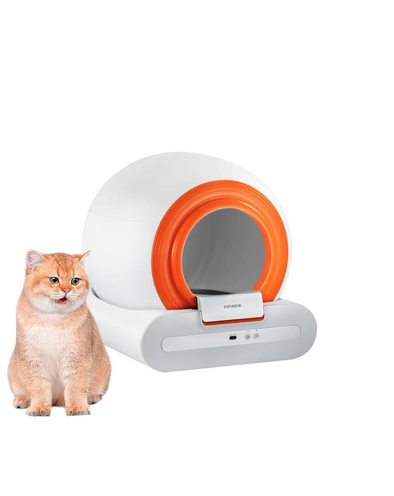 [grey] Smart Cat Litter Box, Self-Cleaning Smart Cat Litter Cleaning Robot with APP Control, Secure Alert, Health Monitor, Ionic Deodorizer, Anti-Pinc