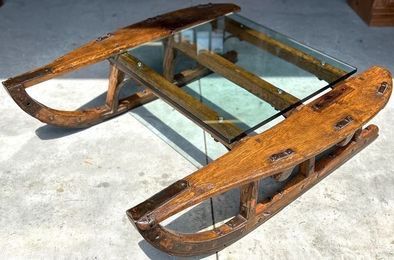 Antique Mid 1800’s Logging Sled Made Into A Coffee Table